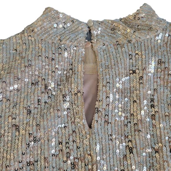 Calvin Klein Gold sequins Keyhole top SM Petite Holiday Ready Blinky - Picture 4 of 13